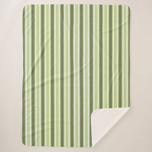 Cobertor Sherpa Listras de azeite e doces brancos (Frente)