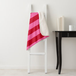 Cobertor Sherpa Listras de hortelã-pimenta rosa e vermelho