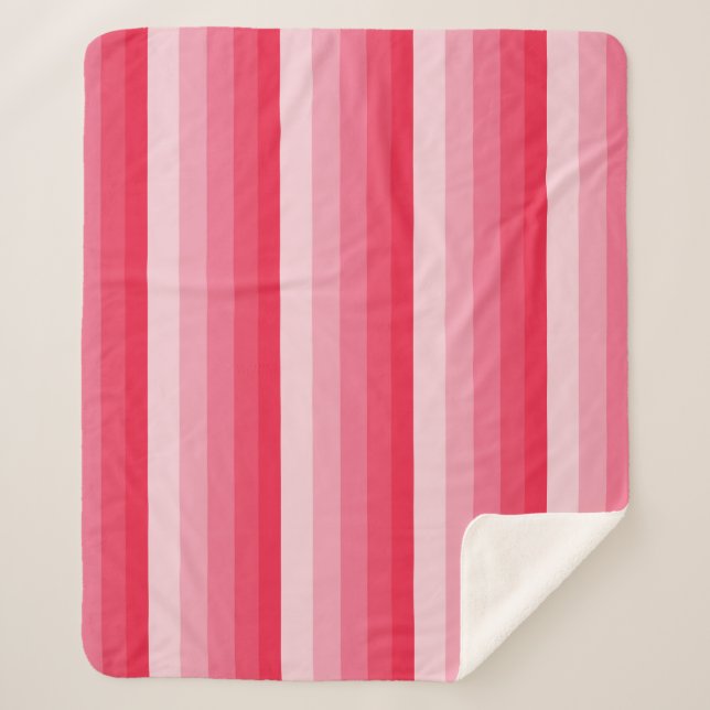Cobertor Sherpa Listras de ouro em tons de vermelho a rosa (Frente)