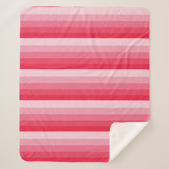 Cobertor Sherpa Listras de ouro em tons de vermelho a rosa (Frente)