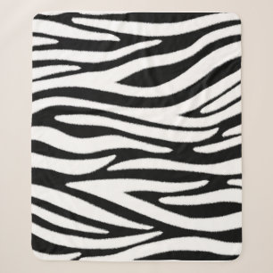 Cobertor Sherpa Listras de Zebra em Efeito de Pelo Preto e Branco