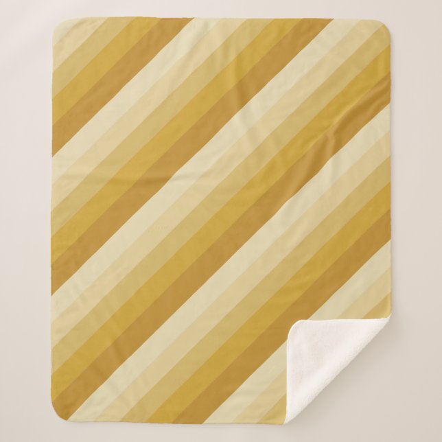 Cobertor Sherpa Listras diagonais em tons dourados (Frente)