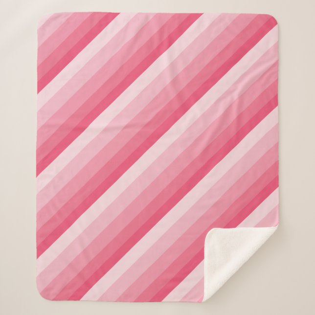 Cobertor Sherpa Listras diagonais ombre em tons rosa (Frente)