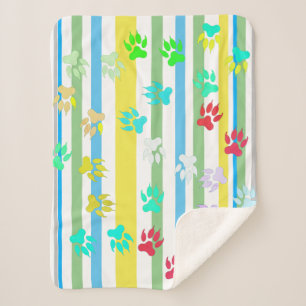 Cobertor Sherpa Listras Funky Linhas Patinhas de Leão Marcas Cober