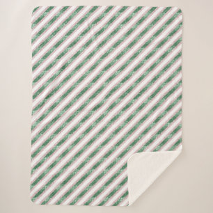 Cobertor Sherpa Listras Glitzy Rosa Bege Verde