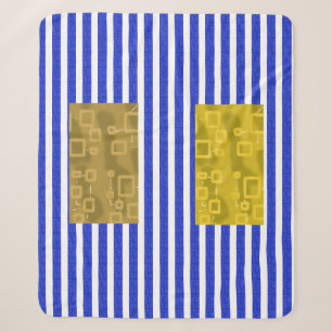 Cobertor Sherpa Listras Legais Azul Dourado Geométrico