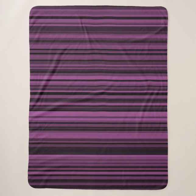 Cobertor Sherpa Listras Pretas Roxas Abstratas (Frente)