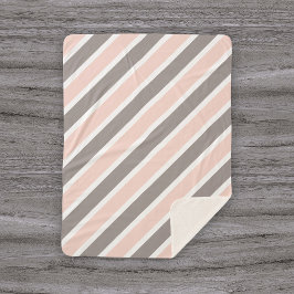 Cobertor Sherpa Listras Rosa Bege Branco Cinza