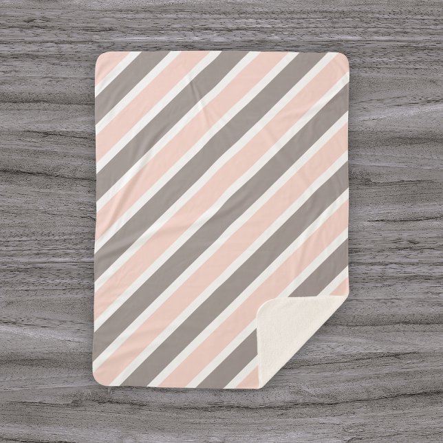 Cobertor Sherpa Listras Rosa Bege Branco Cinza (Criador carregado)