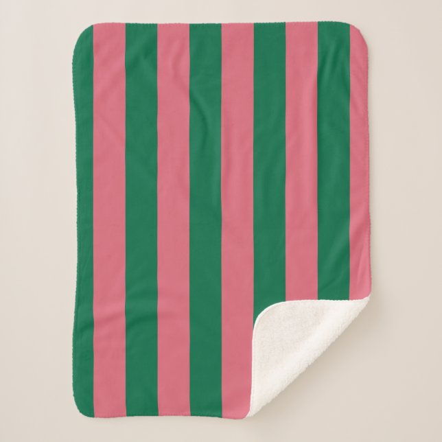 Cobertor Sherpa Listras Rosa Doce Picles Verde (Frente)