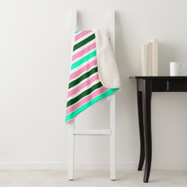 Cobertor Sherpa Listras rosa e verdes