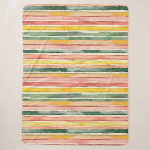 Cobertor Sherpa Listras Verde Amarelo Vermelho Rosa