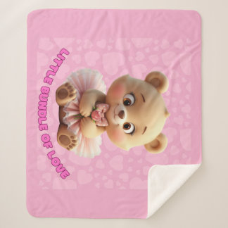 Cobertor Sherpa Little Bundle of Love – Cute Baby Bear in Tutu Des