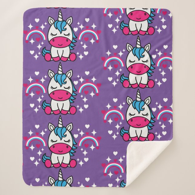 Cobertor Sherpa Little Girls Unicorn Pony (Frente)