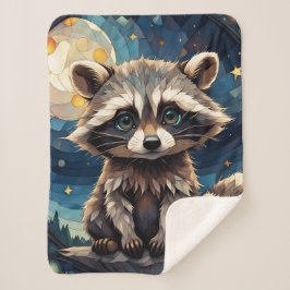 Cobertor Sherpa Little Raccoon Night Sky Glass