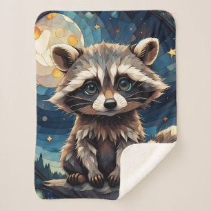 Cobertor Sherpa Little Raccoon Night Sky Glass