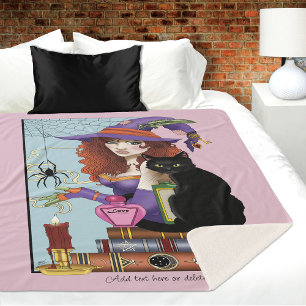 Cobertor Sherpa Livros Gatos Poções de Bruxas