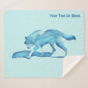 Cobertor Sherpa Lobo Azul Na Neve