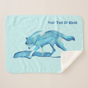 Cobertor Sherpa Lobo Azul Na Neve