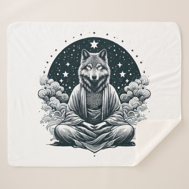Cobertor Sherpa Lobo Consciente (Frente (Horizontal))