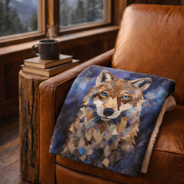 Cobertor Sherpa Lobo Geométrico da Montanha