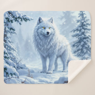 Cobertor Sherpa Lobo-neve selvagem predadores natureza arte de inv