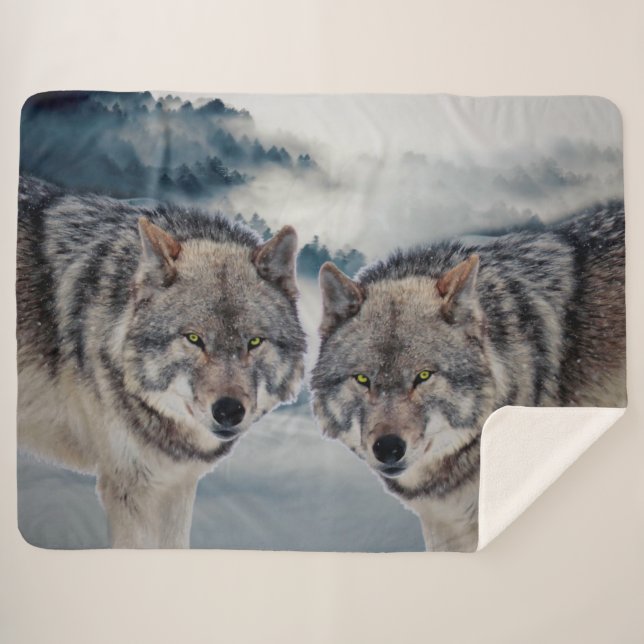 Cobertor Sherpa Lobos (Frente (Horizontal))