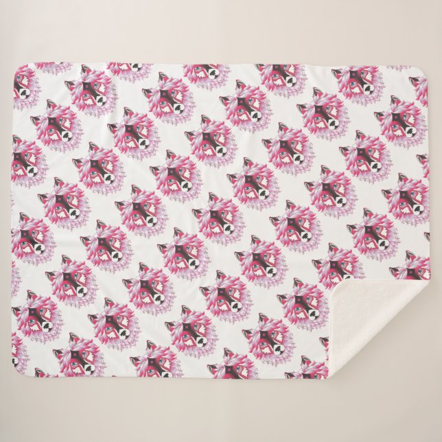 Cobertor Sherpa Lobos Rosa (Frente (Horizontal))