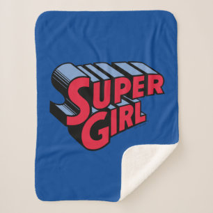 Cobertor Sherpa Logotipo de nome empilhado da Supergirl vermelha e