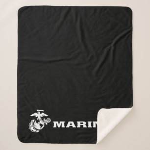Cobertor Sherpa Logotipo USMC - Branco