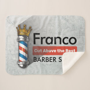 Cobertor Sherpa Loja de Cabelo Barbeiro Rei Coroa Pólo de Barbeiro