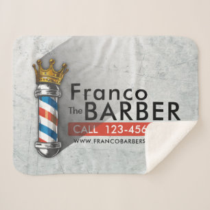 Cobertor Sherpa Loja de Cabelo Barbeiro Rei Coroa Pólo de Barbeiro