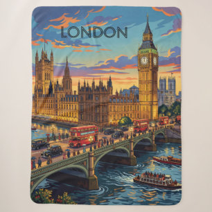 Cobertor Sherpa Londres Inglaterra Viagem Arte Vintage