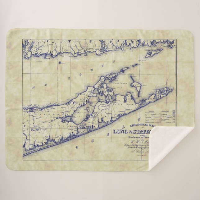 Cobertor Sherpa Long Island, o mapa dos Hamptons, se aflita (Frente (Horizontal))