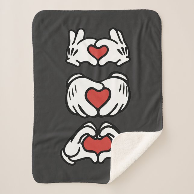 Cobertor Sherpa Love Red Heart Mouse Hands (Frente)