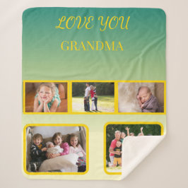 Cobertor Sherpa Love You Grandma Collage with Gold Script