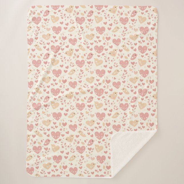 Cobertor Sherpa Lovebird & Heart (Frente)