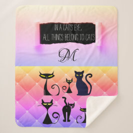 Cobertor Sherpa Lover de Gato Moderno de Cor Múltipla Negrito