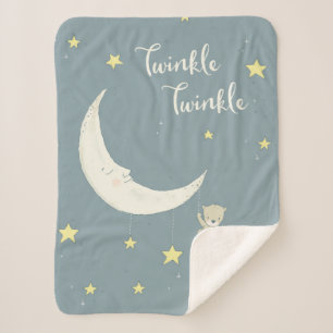 Cobertor Sherpa Lua Brilhante e Estrelas Sherpa Blanket