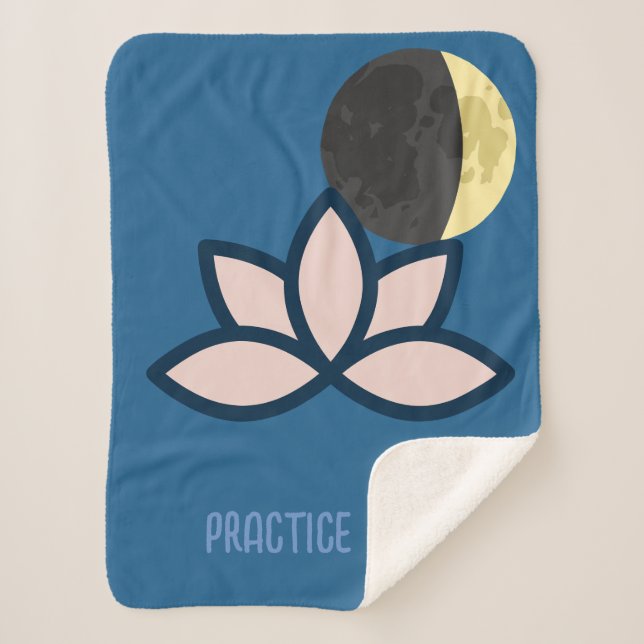 Cobertor Sherpa "Lunar Flow: Lotus and Yoga Practice Blanket" (Frente)
