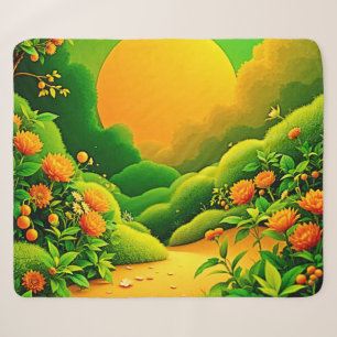 Cobertor Sherpa Lush Orange Garden Art