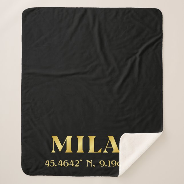 Cobertor Sherpa Lux Dourado Milan Latitude & Longitude Black (Frente)