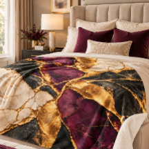 Luxo Ameixa Preto Dourado Kintsugi Mármore Acento