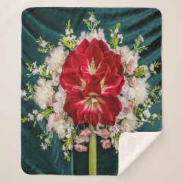 Cobertor Sherpa Luxurioso Red Amaryllis Floral