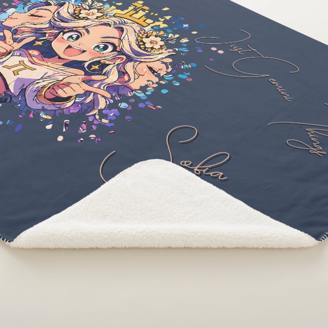 Cobertor Sherpa Luxury Gemini Name Sherpa Birthday Blanket (3/4)