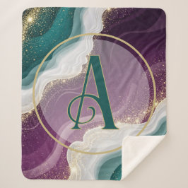 Cobertor Sherpa Luxury Gold Glitter Marble Pattern