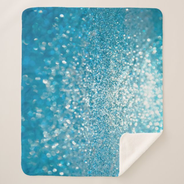 Cobertor Sherpa Luzes azuis abstrato, fundo artístico. (Frente)