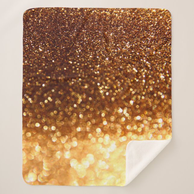 Cobertor Sherpa Luzes de ouro com brilho (Frente)