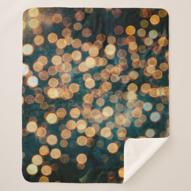 Cobertor Sherpa luzes no fundo abstratas, fundo, preto, desfocado (Frente)