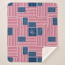 M Monograma Bandeira Americana Patriótica American